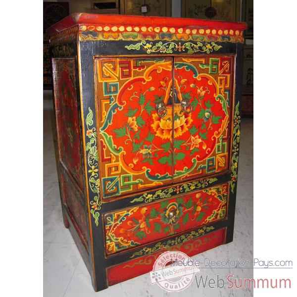 Armoirette 2 portes et 1 tiroir tibetain style Chine -C0608