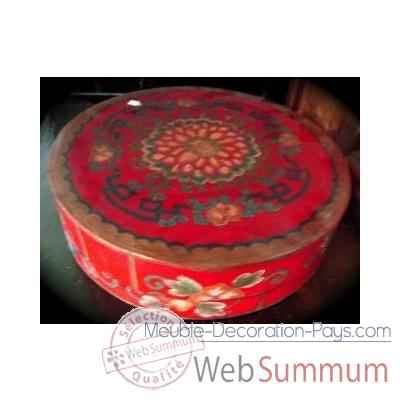 Boite ronde rouge Art Design Indonesien -C3030