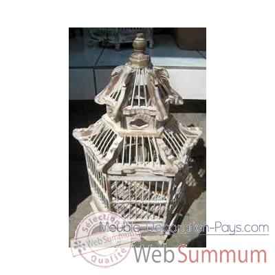 Cage Pagode blanche Art Design Indonesien -32276BL