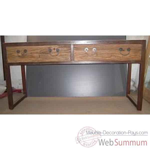 Console 2 tiroirs fer et vieil orme brut style Chine -C0971