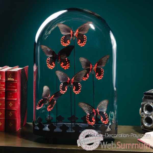 6 papillons rouges rumanzovia Objet de Curiosit -IN117