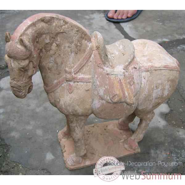 Sculpture cheval tang en terre cuite artisanat Chine -c67030