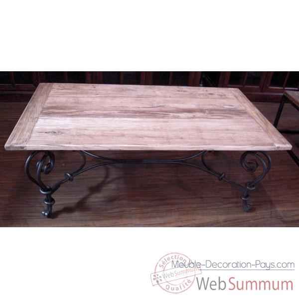 Table basse pied fer forge plateau style Chine -C2303NAT