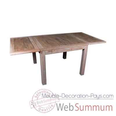 Table carree 2 rallonge en bois naturel vieilli Meuble d\'Indonesie -56787NV