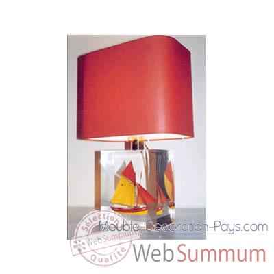 Petite Lampe Rectangle Thonier D 218 Rouge & Jaune Abat-jour Rectangle Rouge-111