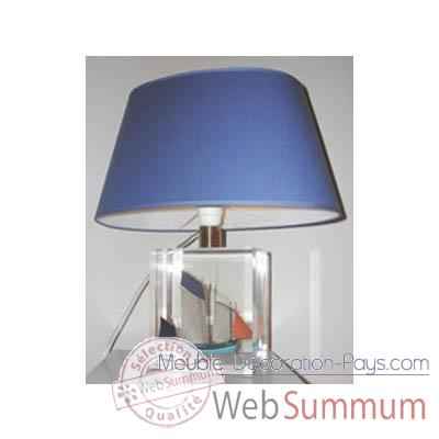 Petite Lampe Chaloupe Can 23 Bleu Abat-jour Ovale Bleu Fonce-85-1
