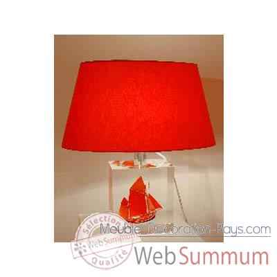 Petite Lampe Thonier Can 23 Noir & Rouge Abat-jour Ovale Rouge-98-1