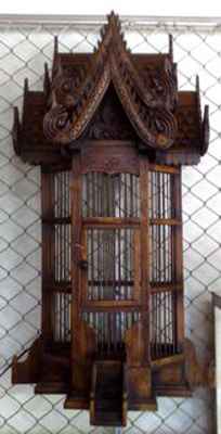 Cage applique en bois style vieux tek artisanat Thai -tai0791