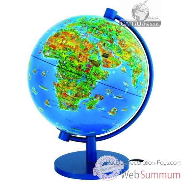 Globe dinoz 28 cm monde enfant - livret Cartotheque EGG -SLJE28CHIL