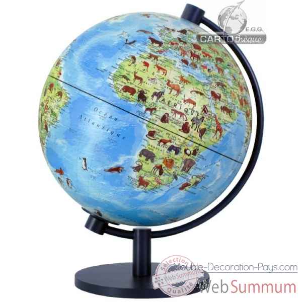 Globe lumineux 28 cm monde enfant illustre - livret Cartotheque EGG -SL28ENFANT