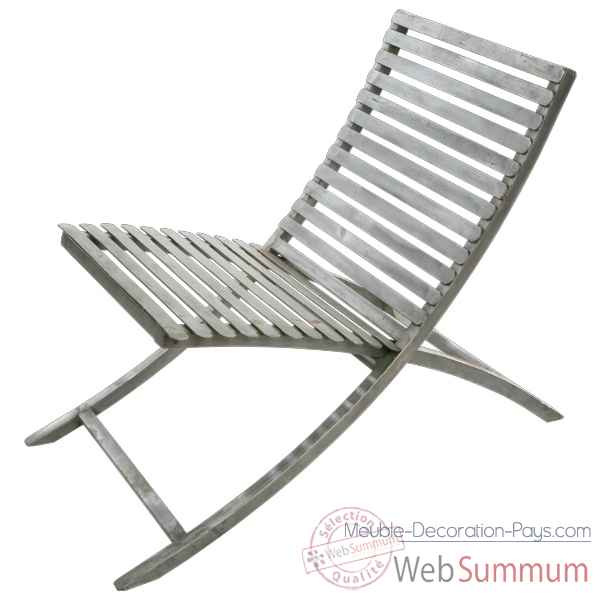 Chaise Metal jardin couleur gris ancien Hindigo -JE12OLGREE