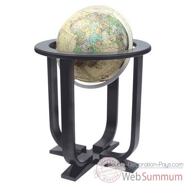 Video Globe geographique Colombus lumineux - modele Prestige  - sphere 40 cm, meridien metal aluminium-CO2240501