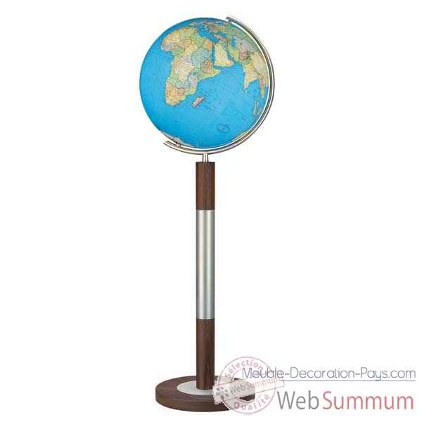 Globe géographique Colombus lumineux - modèle Prestige  - sphère 40 cm, méridien métal acier fin-CO204088