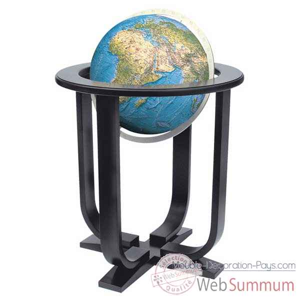 Globe géographique Colombus lumineux - modèle Prestige  - sphère 40 cm - méridien métal aluminium-CO2140501