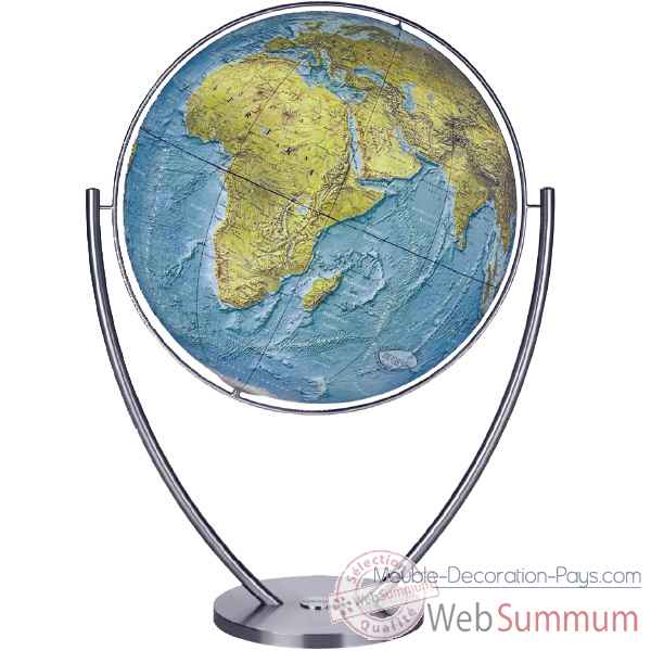 Globe geographique Columbus lumineux - modele Magnum - sphere 111 cm Duo, pied acier-CO2011182