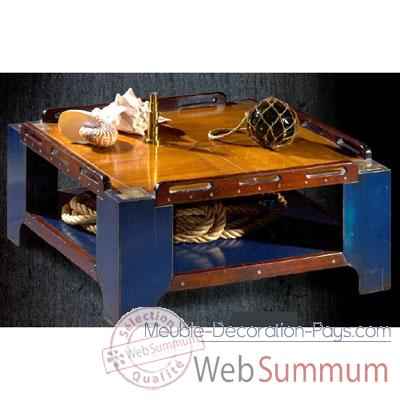 Table basse de \'Pont\' petit modèle, avec patine, époque 19ème - 100 x 34 x 100 cm - CA-002b