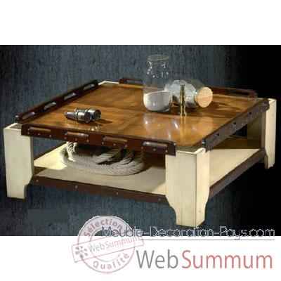 Table basse de \'Pont\' petit modèle, avec patine, époque 19ème - 100 x 34 x 100 cm - CA-002pc