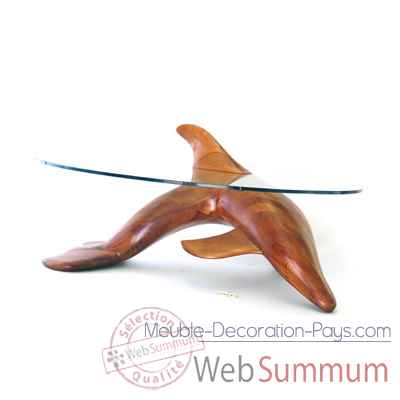 Table basse le dauphin 125 cm en resineux verre trempe, bord poli Lasterne -MDA125-R