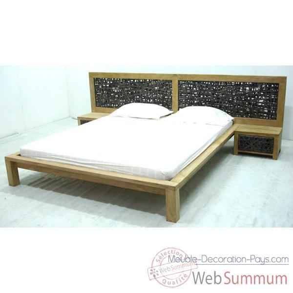 Lit avec tete de lit tressee Meuble d'Indonesie -56673