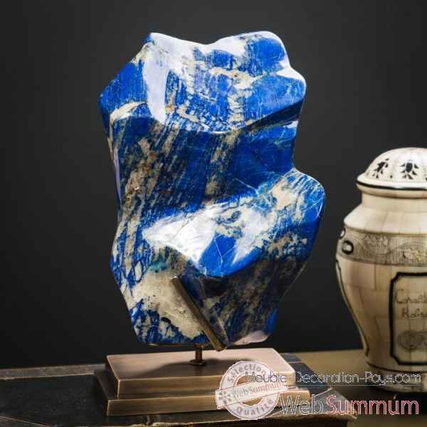 Lapis-lazuli 4kg sur socle laiton Objet de Curiosite -PUMI836