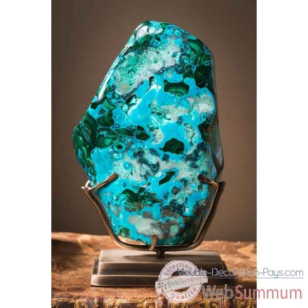 Malachite chrysocolle tres bleue 1.6kg Objet de Curiosite -PUMI970 -4