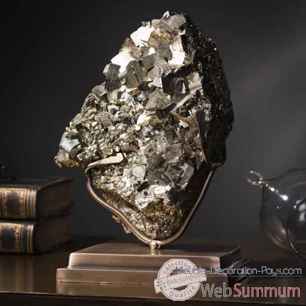 Pyrite sur socle laiton Objet de Curiosite -PUMI773-1
