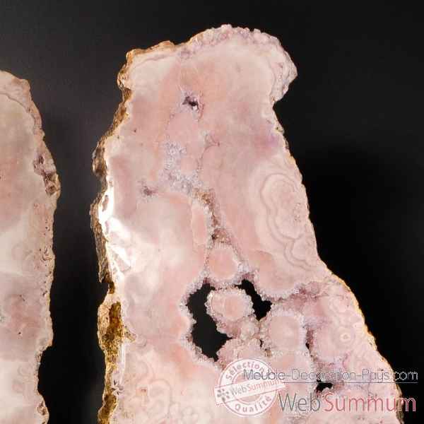 Tranche de calcedoine rose polie, bresil Objet de Curiosite -PUMI544-2