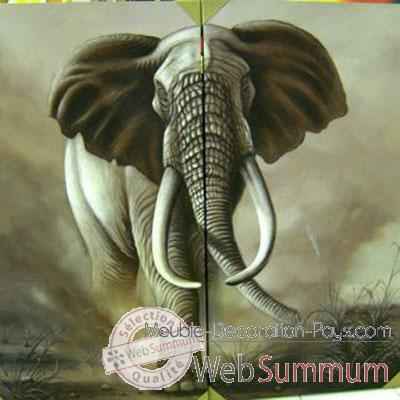Peinture elephant dyptique artisanat Indonesien -64962