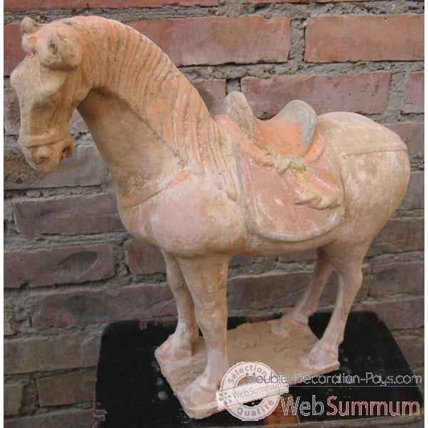 Sculpture cheval criniere en terre cuite artisanat Chine -c66503