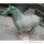 Sculpture cheval terre cuite vernissé couleur blanc artisanat Chine -cer056b