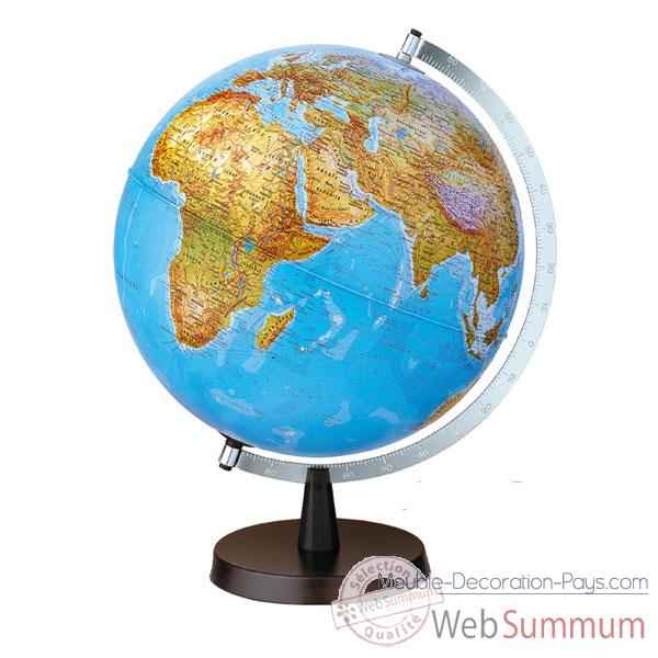 Globe de bureau Aqua B - Globe geographique lumineux - Cartographie double effet : physique eteint, politique allume - diam 30 cm - hauteur 42 cm