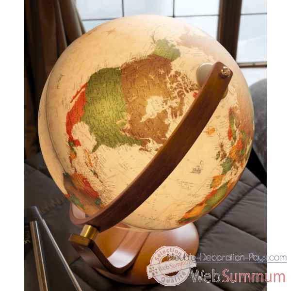 Globe de bureau Optimus 37 - Globe geographique lumineux - Cartographie de type antique,  reactualisee - diam 37 cm - hauteur 47 cm -1