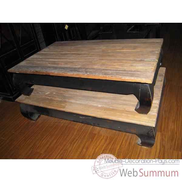 Table opium structure laque noire plateau style Chine -C2301N-NAT