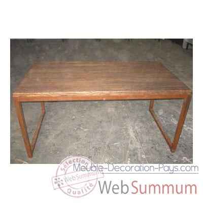 Table rectangulaire fer et vieil orme brut style Chine -C0968